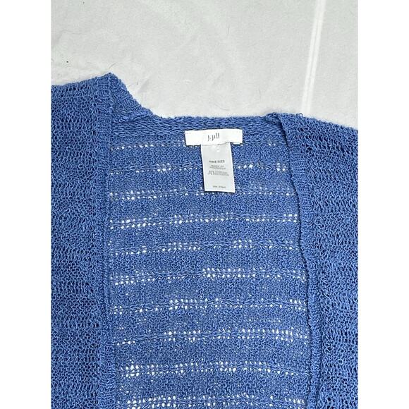 J. Jill Poncho Sweater Womens One Size Blue Cotton Blend oversized Open Front - Picture 3 of 11